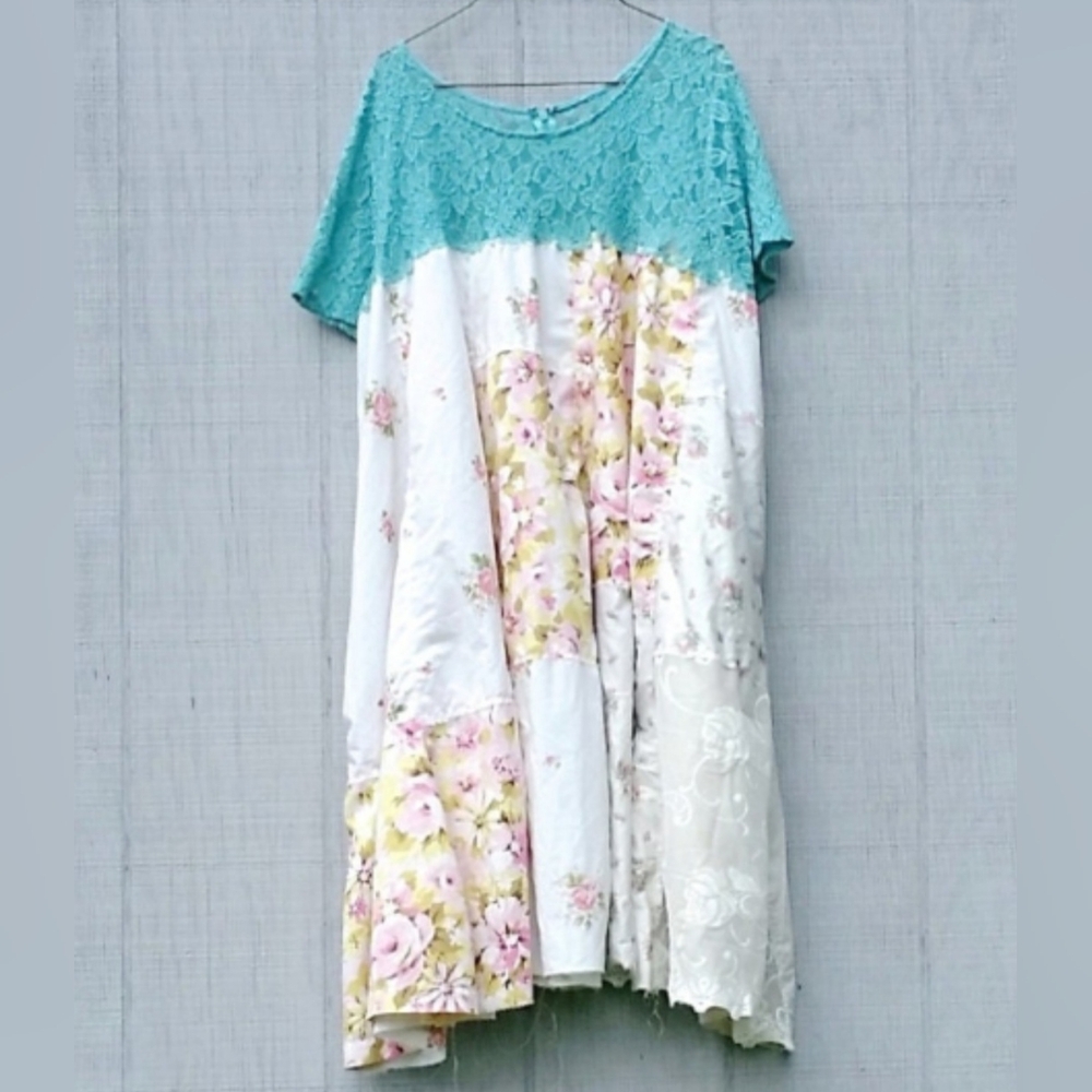 Funky Tunic Upcycled Romantic Patchwork Dress - image 1